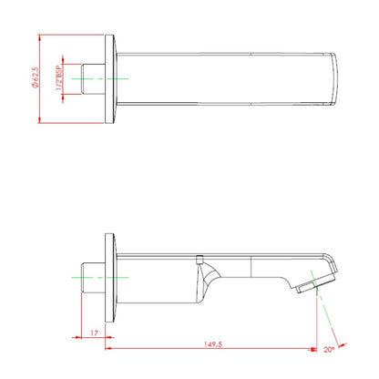 Parryware Wall Mounted Spout Crust G3127A1 - Chrome