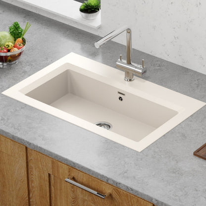 Hafele Quartz Sink Lithos Quartz Range GERADE SINGLE BOWL ( 31 x 20 inches )  -  Ivory