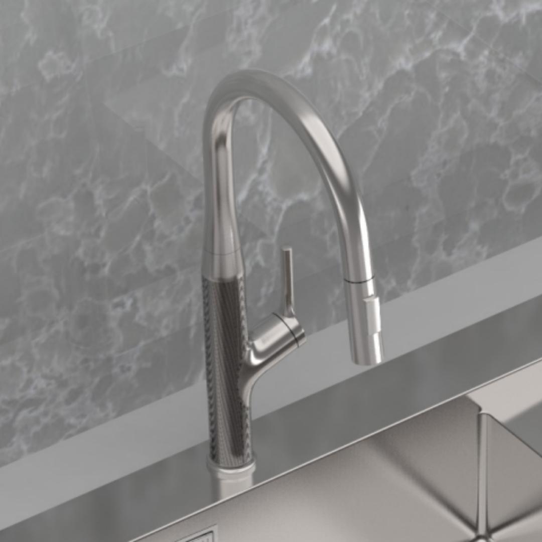 Carysil Stainless Steel Sink German Design GERMAN DESIGN SINGLE BOWL WITH DRAINER LH 46 X 20 X 8 ( 46 x 20 inches ) - Matt
