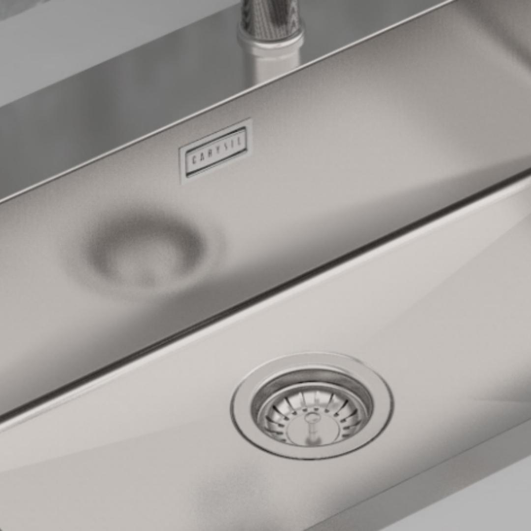 Carysil Stainless Steel Sink German Design GERMAN DESIGN SINGLE BOWL WITH DRAINER LH 46 X 20 X 8 ( 46 x 20 inches ) - Matt