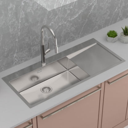 Carysil Stainless Steel Sink German Design GERMAN DESIGN SINGLE BOWL WITH DRAINER RH 46 X 20 X 8 ( 46 x 20 inches ) - Matt