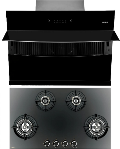 Hafele 90 cm Wall Mounted Chimney RHINE 90 + Hafele 80 cm 4 Burner Hob Vortex Series VORTEX 480
