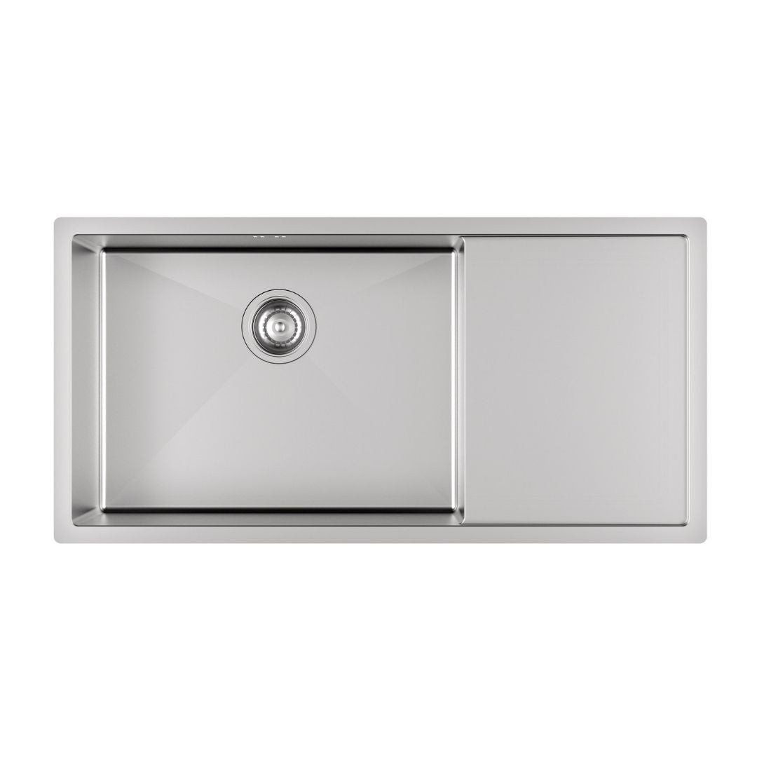 Hafele Stainless Steel Sink Argento SINGLE BOWL WITH DRAIN BOARD EMERALD R3618 ( 36 x 18 inches ) - Satin