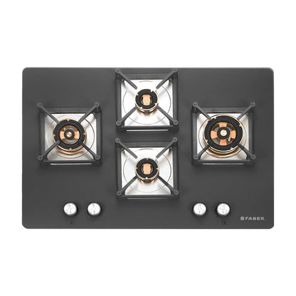 Faber 75 cm Wall Mounted Chimney Charm Series HOOD CHARM BLDC HC SC FL BK IN 75 T + Faber 75 cm 4 Burner Hob Bella Series BELLA HT 754 BR AI
