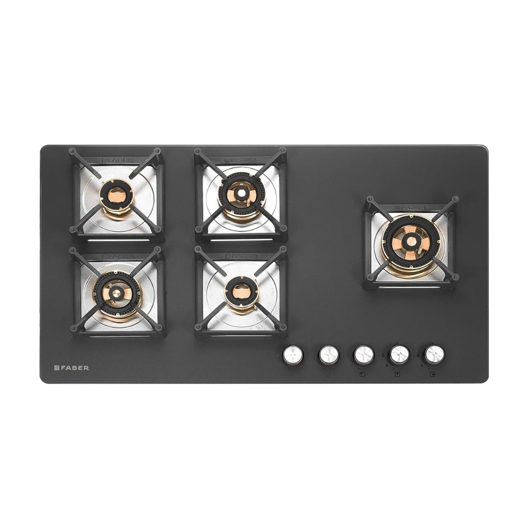 Faber Built In Oven FBIO 82L 11F AF BK + Faber Built-In Microwave FBI MWO 25 SG + Faber 90 cm Wall Mounted Chimney Gen-I Series COMET BLDC FL HC BK 90 + Faber 90 cm 5 Burner Hob Bella Series BELLA HT 905 BR AI FFD