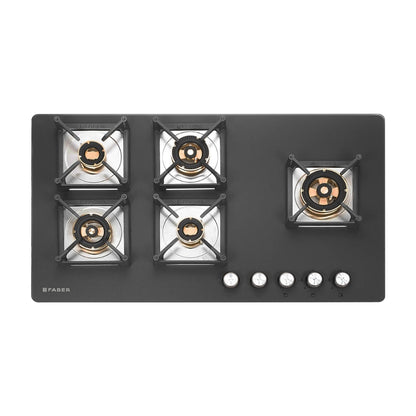 Faber Built In Oven FBIO 82L 11F AF BK + Faber Built-In Microwave FBI MWO 25 SG + Faber 90 cm Wall Mounted Chimney Gen-I Series COMET BLDC FL HC BK 90 + Faber 90 cm 5 Burner Hob Bella Series BELLA HT 905 BR AI FFD
