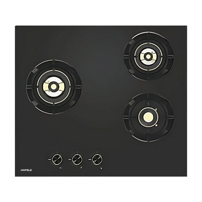 Hafele Built In Oven AURORA 80 + Hafele Built-In Microwave AURORA 25 + Hafele 60 cm Wall Mounted Chimney Essentia Series RENATA CURVED 60 + Hafele 60 cm 3 Burner Hob Essentia Series AUGUSTA 360