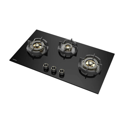 Hafele 75 cm Wall Mounted Chimney Essentia Series RENATA INCLINED 75 + Hafele 78 cm 3 Burner Hob Essentia Series AUGUSTA 378