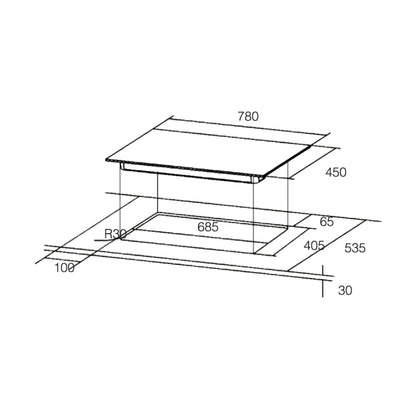 Hafele 75 cm Wall Mounted Chimney Essentia Series RENATA INCLINED 75 + Hafele 78 cm 3 Burner Hob Essentia Series AUGUSTA 378