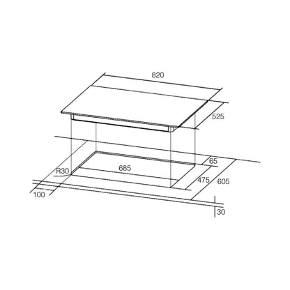 Hafele 90 cm Wall Mounted Chimney Essentia Series RENATA INCLINED 90 + Hafele 80 cm 4 Burner Hob Essentia Series AUGUSTA 480