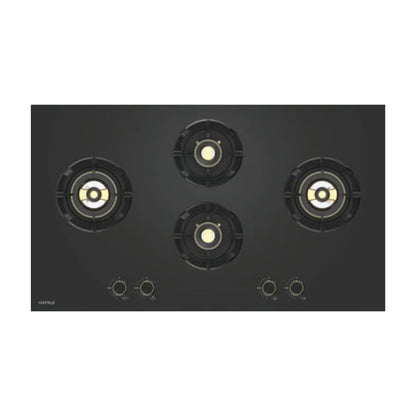 Hafele 90 cm Wall Mounted Chimney Essentia Series RENATA INCLINED 90 + Hafele 90 cm 4 Burner Hob Essentia Series AUGUSTA 490