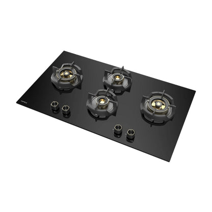 Hafele 90 cm Wall Mounted Chimney Essentia Series RENATA INCLINED 90 + Hafele 90 cm 4 Burner Hob Essentia Series AUGUSTA 490