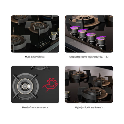 Hafele 75 cm Wall Mounted Chimney TERESA NEO I-75 BLDC + Hafele 75 cm 3 Burner Hob Cronus Series CRONUS 378