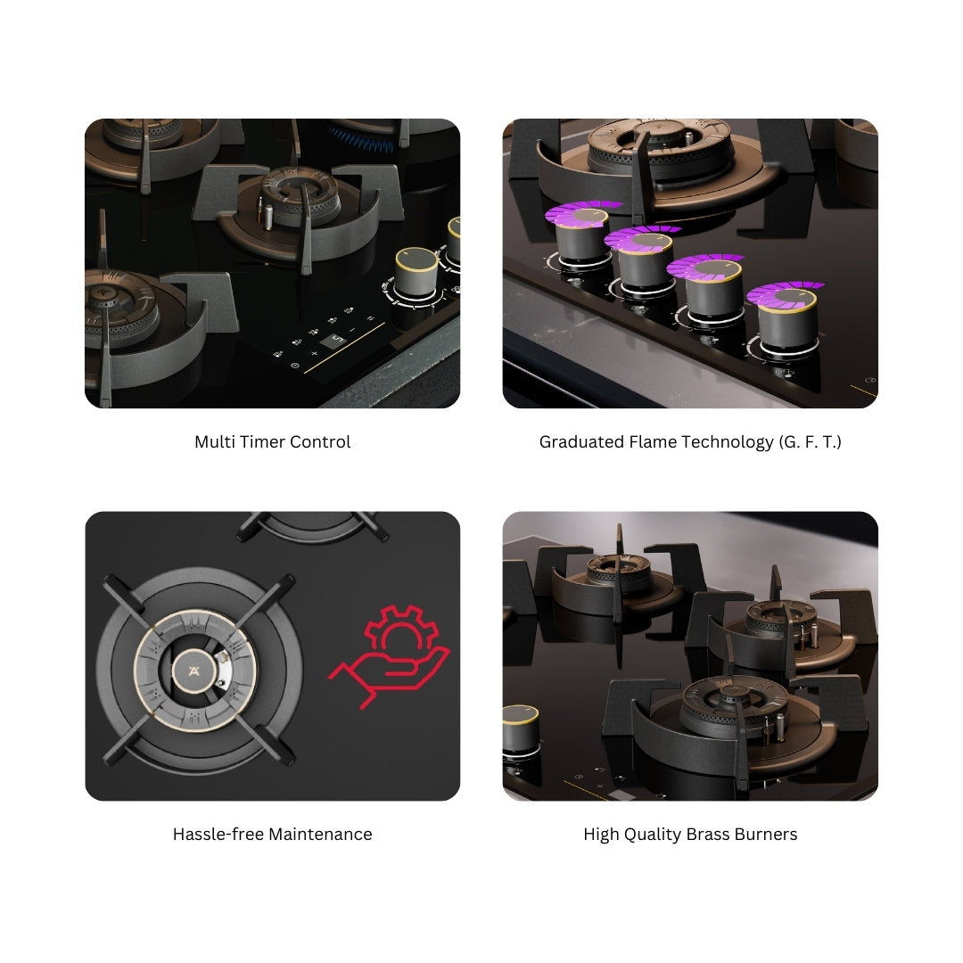 Hafele Built In Oven with Full Steam MIDORA FULL STEAM OVEN + Hafele Built-In Microwave ENZO 28 + Hafele 90 cm Wall Mounted Chimney TERESA NEO I-90 BLDC + Hafele 90 cm 5 Burner Hob Cronus Series CRONUS 590 + Hafele Free Standing Dishwasher AQUA NOIR 13 FS with 13 Place Settings