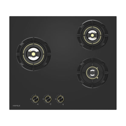 Hafele Built In Oven RIBB 70 + Hafele Built-In Microwave MARIA 28 + Hafele 60 cm Wall Mounted Chimney Essentia Series RENATA INCLINED 60 + Hafele 60 cm 3 Burner Hob Essentia Series VERENA 360