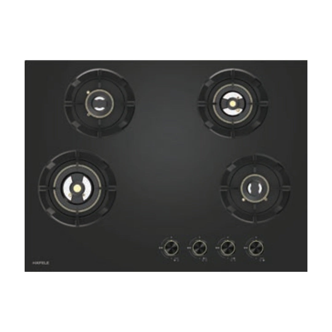 Hafele 60 cm Wall Mounted Chimney Essentia Series RENATA INCLINED 60 + Hafele 70 cm 4 Burner Hob Essentia Series VERENA 470