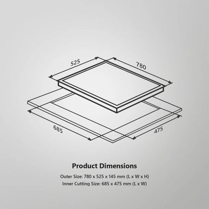Kaff 75 cm Wall Mounted Chimney ASHPRO 75 DC - BLDC + Kaff 78 cm 3 Burner Hob Blaze Series BZ 783