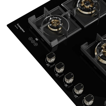 Crompton 90 cm 5 Burner Hob Optime Series HOB-OPFBTI900-MBL