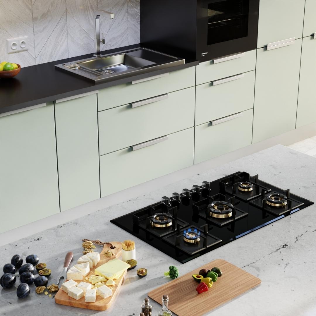 Crompton 90 cm 5 Burner Hob Optime Series HOB-OPFBTI900-MBL