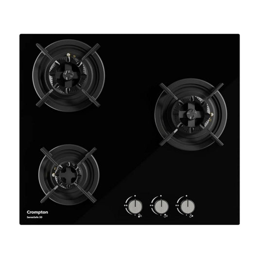 Crompton 60 cm 3 Burner Hob Sensosafe HOB-SS3D603-MBL