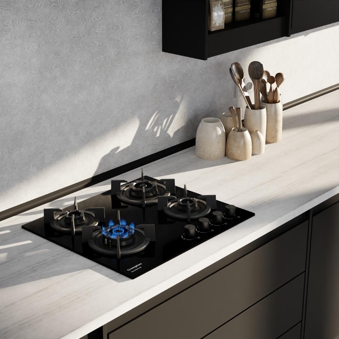 Crompton 60 cm 4 Burner Hob Sensosafe HOB-SS3D604-MBL