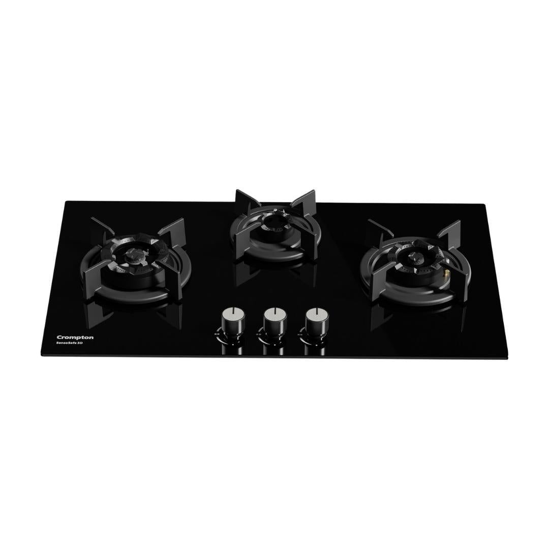 Crompton 78 cm 3 Burner Hob Sensosafe HOB-SS3D783-MBL