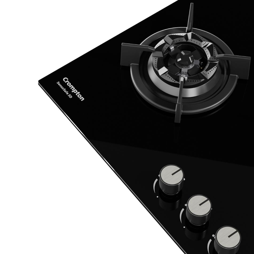 Crompton 78 cm 3 Burner Hob Sensosafe HOB-SS3D783-MBL