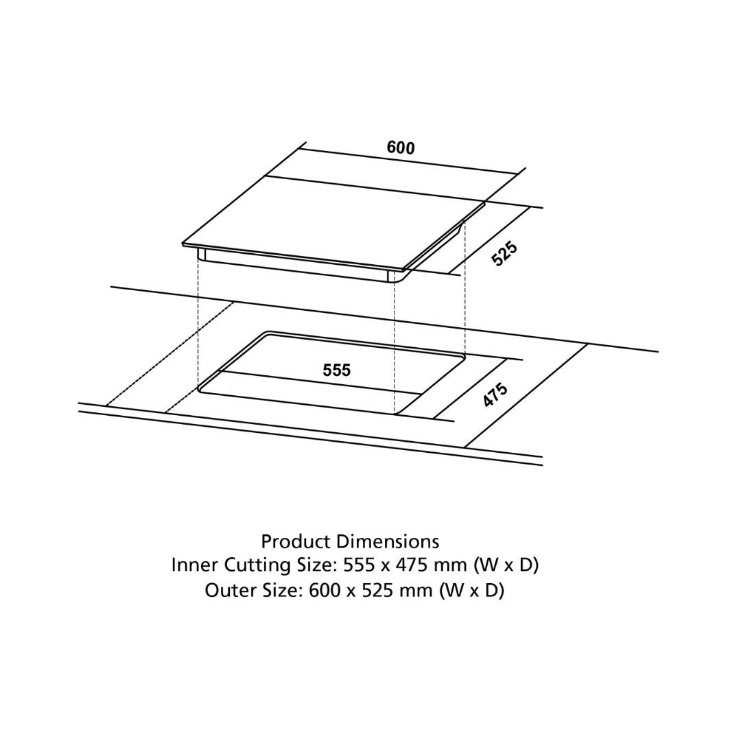 Crompton 60 cm 4 Burner Hob Sensosafe HOB-SSDC604-MBL
