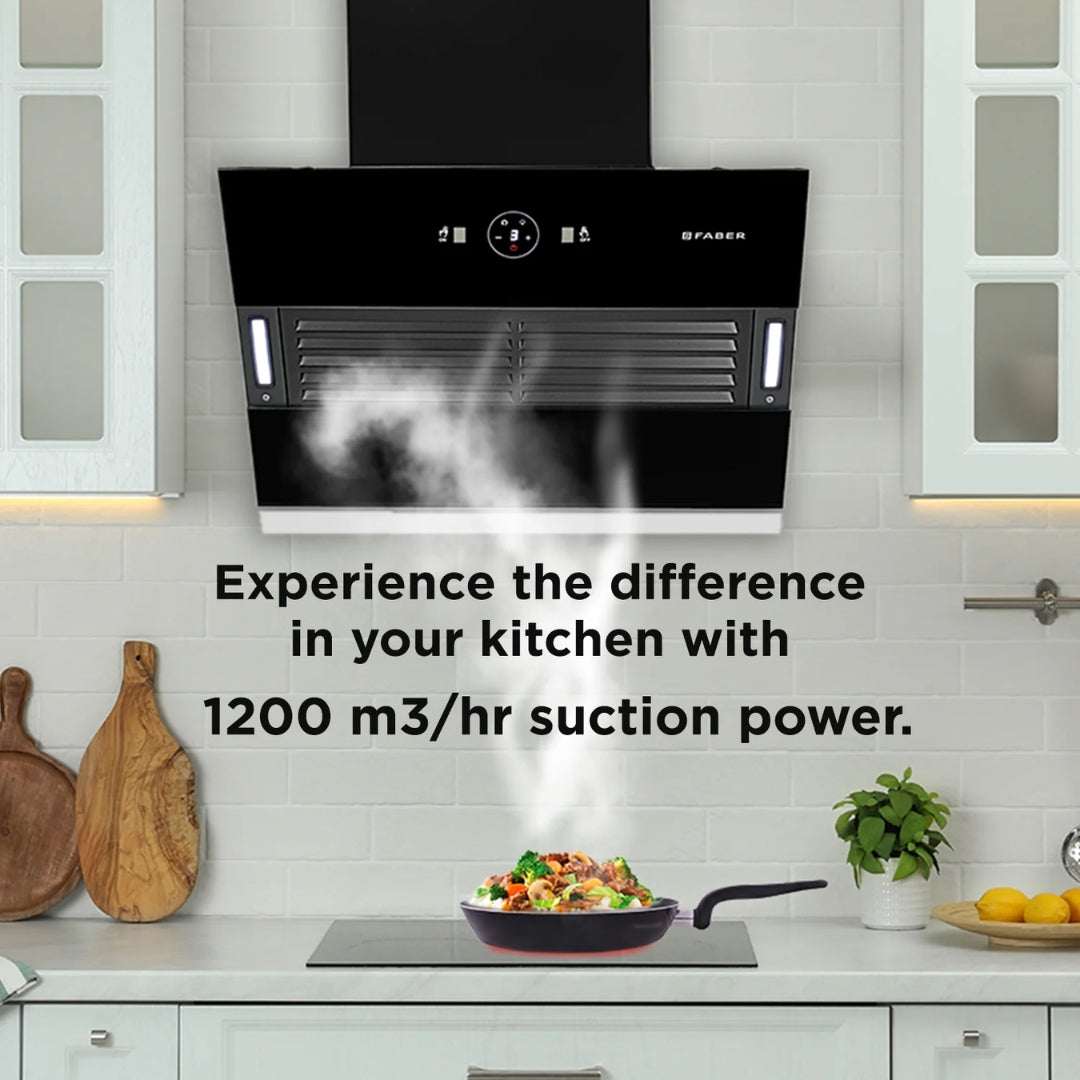 Faber 60 cm Wall Mounted Chimney HOOD VERTIGO FL SC AC BK 60