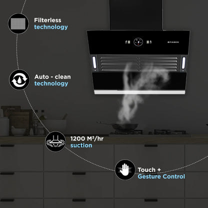 Faber 60 cm Wall Mounted Chimney HOOD VERTIGO FL SC AC BK 60