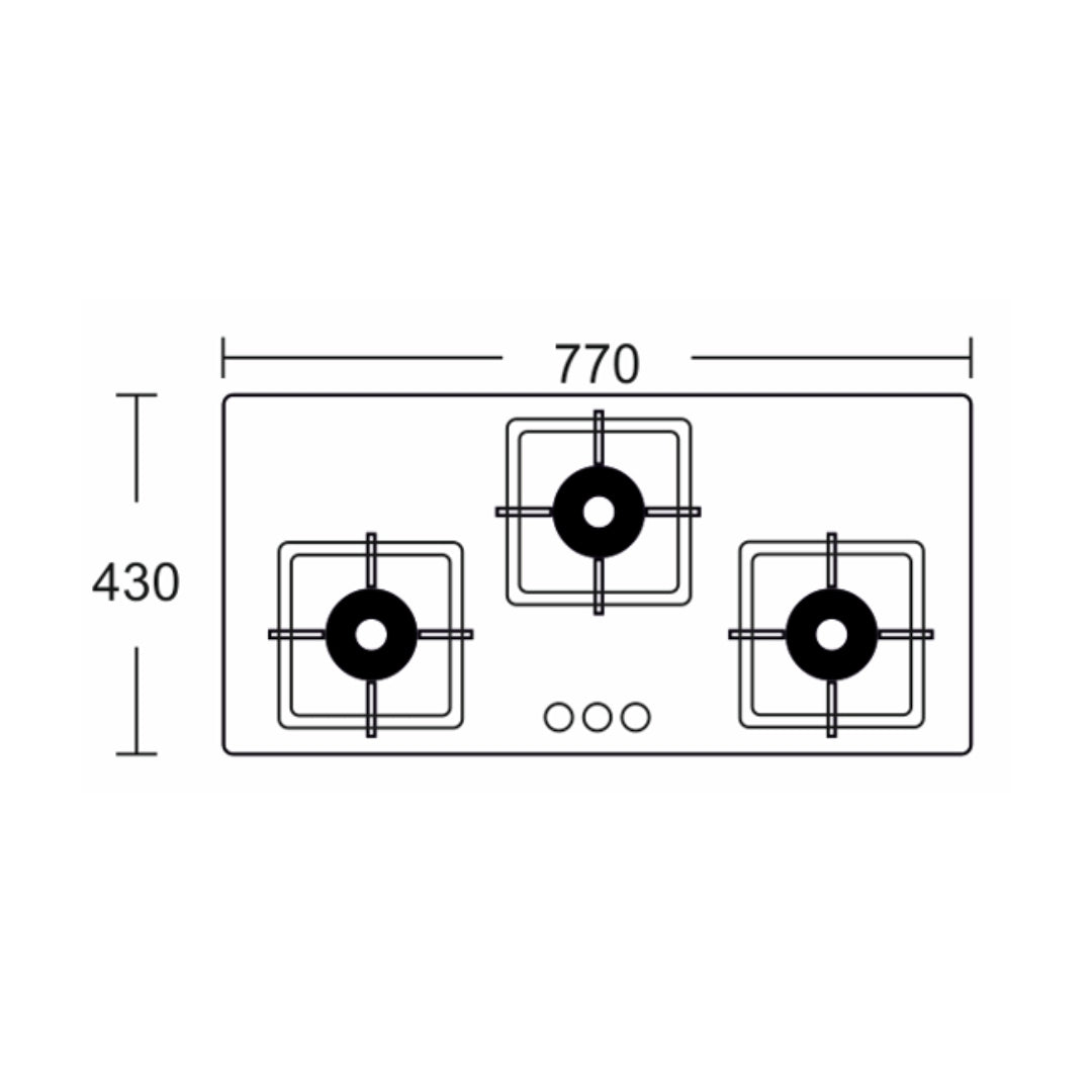 Carysil 77 cm 3 Burner Cooktop Hornet 3 BR Auto