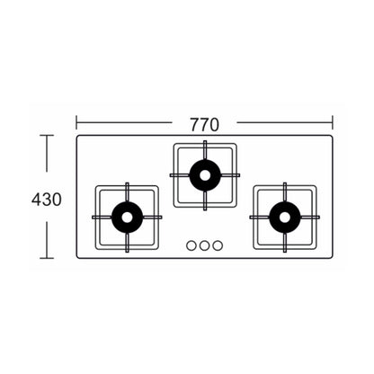 Carysil 77 cm 3 Burner Cooktop Hornet 3 BR Auto