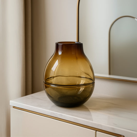 Mocha Smoke Glass Vase (Small)
