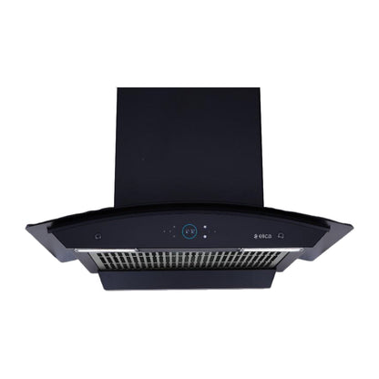 Elica 60 cm Wall Mounted Chimney Ismart Series ISMART GLACE FL HAC 60 LTW NERO + Elica 70 cm 4 Burner Hob Hexa IND Lotus MATT FLEXI HEXA 470 LOTUS IND HD BRASS