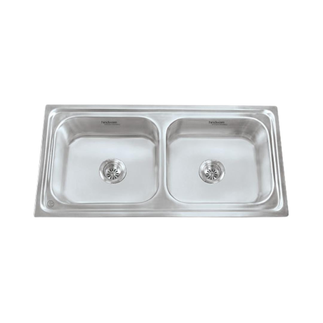 Hindware Stainless Steel Sink Pressed Series DOUBLE BOWL IMPERIO 41 x 20 x 8 ( 41 x 20 inches ) - Matt