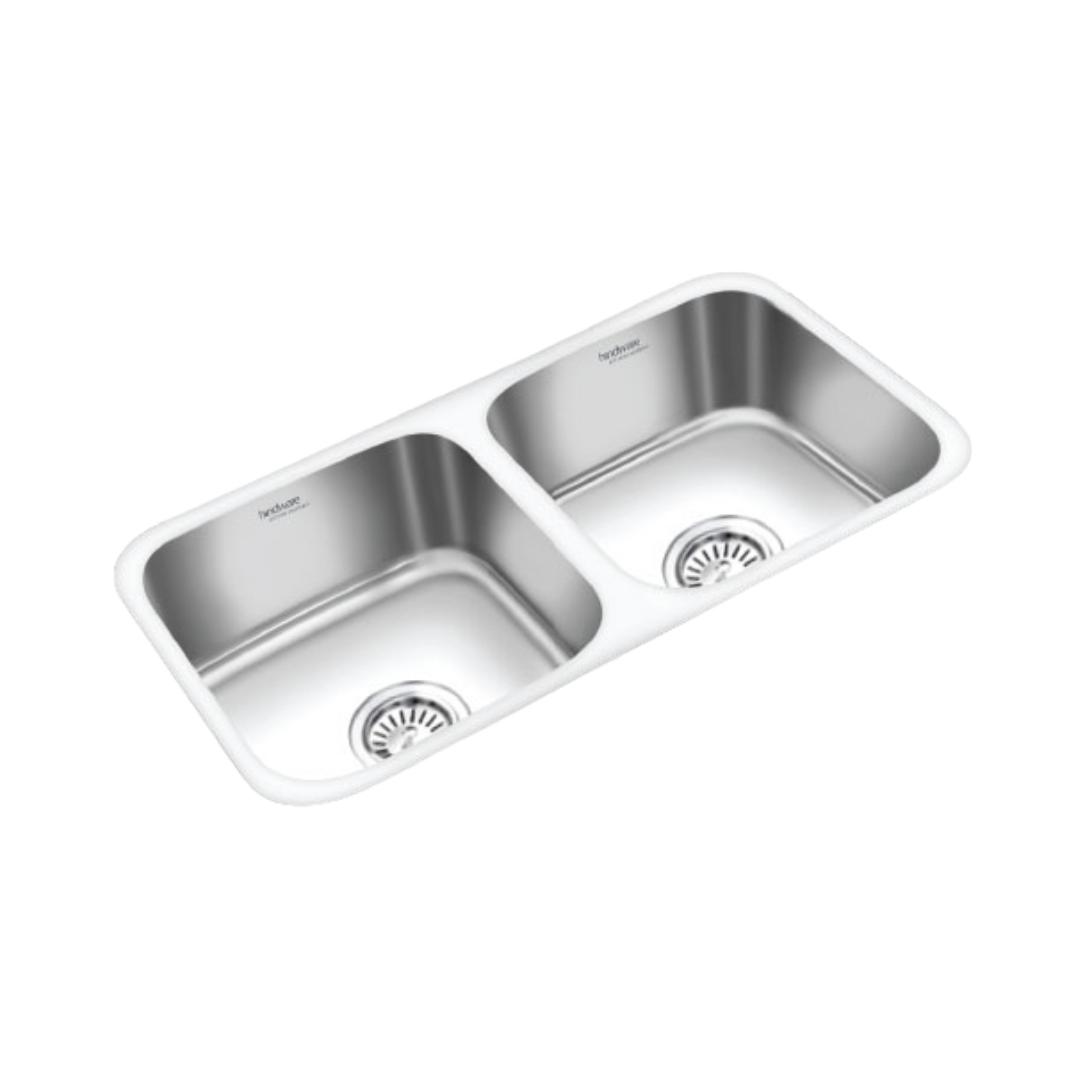 Hindware Stainless Steel Sink Undermount Series DOUBLE BOWL IMPERIO UM 37 x 18 x 8 ( 37 x 18 inches ) - Matt