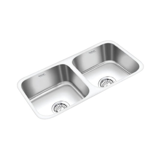 Hindware Stainless Steel Sink Undermount Series DOUBLE BOWL IMPERIO UM 37 x 18 x 8 ( 37 x 18 inches ) - Matt