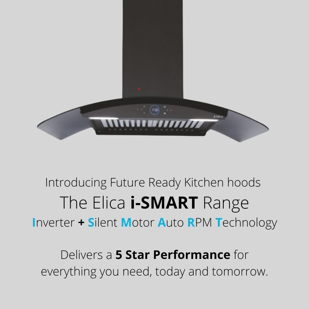 Elica 75 cm Wall Mounted Chimney Ismart Series ISMART GLACE HAC BF LTW 75 NERO
