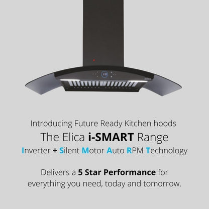 Elica 75 cm Wall Mounted Chimney Ismart Series ISMART GLACE HAC BF LTW 75 NERO