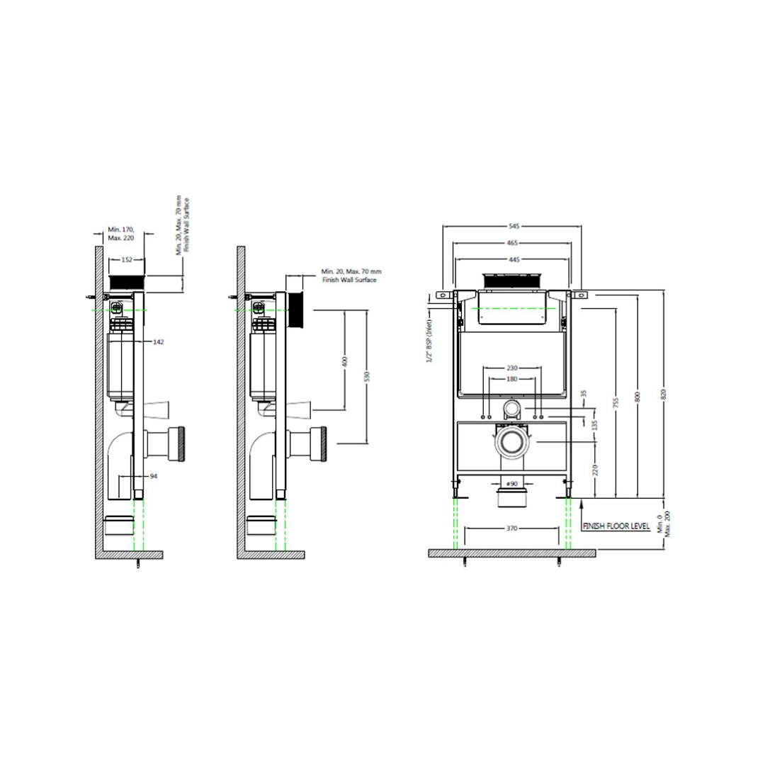 Jaquar Concealed Floor Mounted Cistern Full Frame JCS-WHT-2431FS - White