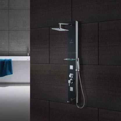 Jaquar Manual 4 Way Shower Panel JPL-BLK-G0842JAX - Black Glass