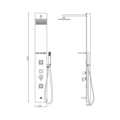 Jaquar Manual 4 Way Shower Panel JPL-BLK-G0842JAX - Black Glass
