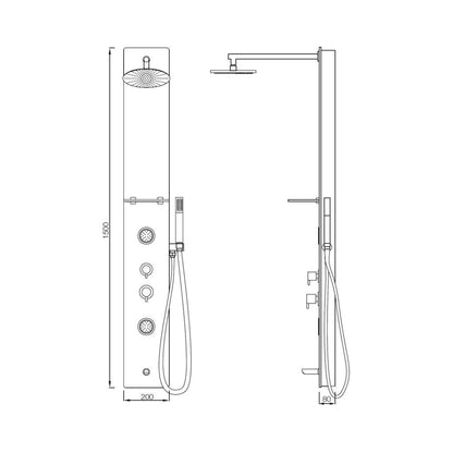 Jaquar Manual 4 Way Shower Panel JPL-WHT-G0843JAX - White Glass