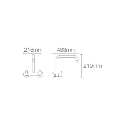 Kohler Wall Mounted Regular Kitchen Sink Mixer July K-20591IN-4-CP with Swinging Spout in Chrome Finish