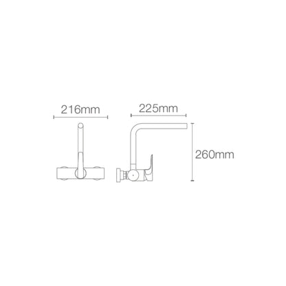 Kohler Wall Mounted Regular Kitchen Sink Mixer Aleo Plus K-20593IN-4-CP with Swinging Spout in Chrome Finish