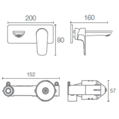 Kohler Wall Mounted Basin Mixer Aleo K-21969IN-4ND-RGD - Rose Gold