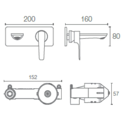 Kohler Wall Mounted Basin Mixer Aleo Plus K-21970IN-4ND-BV - Brushed Bronze
