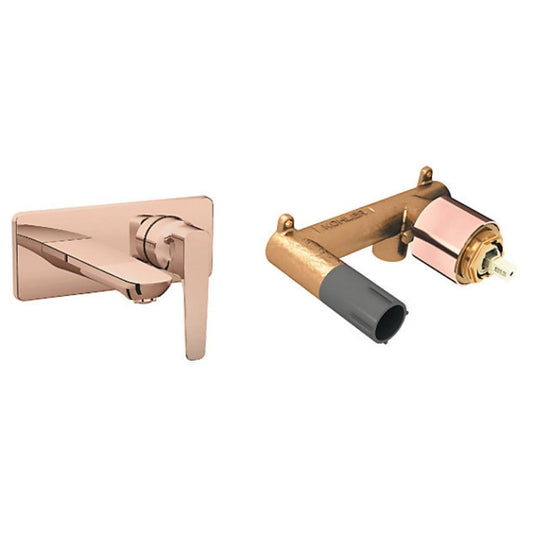 Kohler Wall Mounted Basin Mixer Aleo Plus K-21970IN-4ND-RGD - Rose Gold