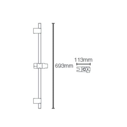 Kohler Shower Fitting Sliding Rail 25350IN-BL - Black Matt