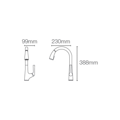 Kohler Table Mounted Pull-Down Kitchen Sink Mixer Malleco K-77748IN-4-CP with Extractable Hand Shower Spout in Chrome Finish